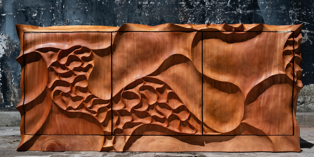 Shifting Tides - Statement Carved Mahogany Console – Cane Cult